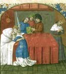 Смерть Тристана и Изольды. Средневековая миниатюра